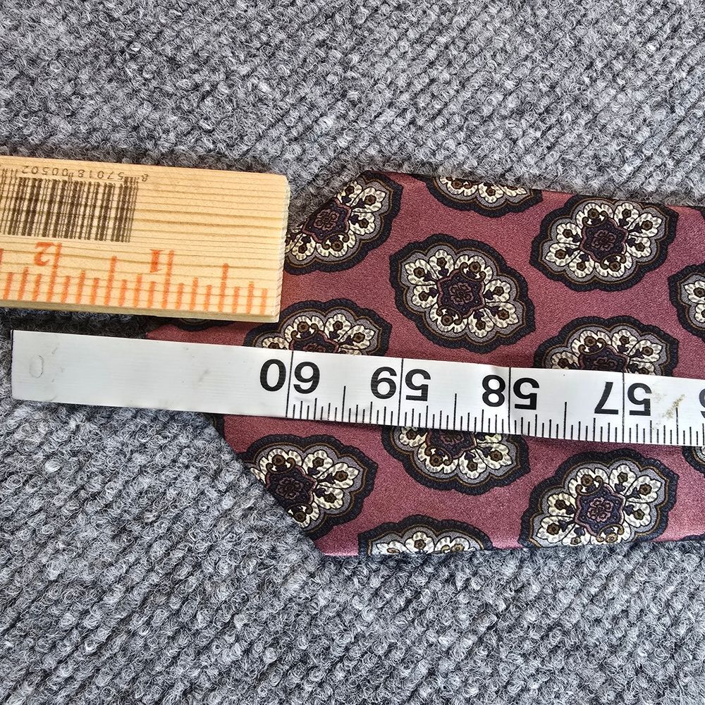 Christian Dior Silk Tie Burgundy Floral Medallion Mens Designer Wedding Necktie - Picture 7 of 7